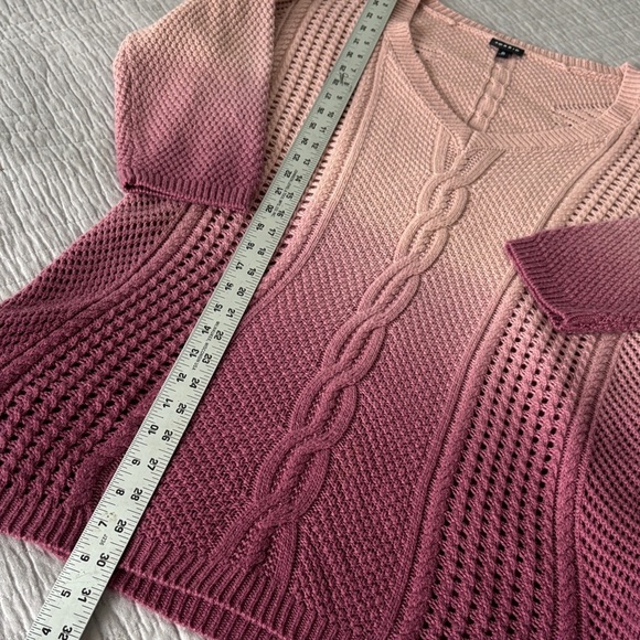 TORRID Ombre Pink Cable Knit V-Neck Sweater Tunic 0 (12 L) - Picture 5 of 8